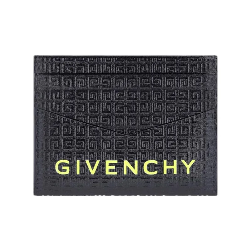 Givenchy Cow Leather Card Holder Men's Black & Yellow-0