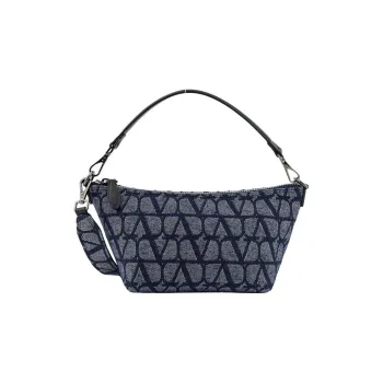 Valentino Cotton With Leather Portable Crossbody Bag, Shoulder Bag Men's Blue
