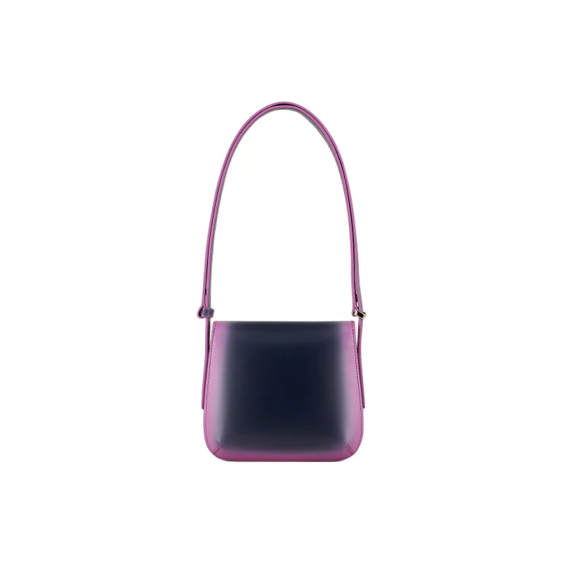 GIORGIO ARMANI Cow Leather Shoulder Bag Crossbody Bag Women's Navy Stacked Purple-2