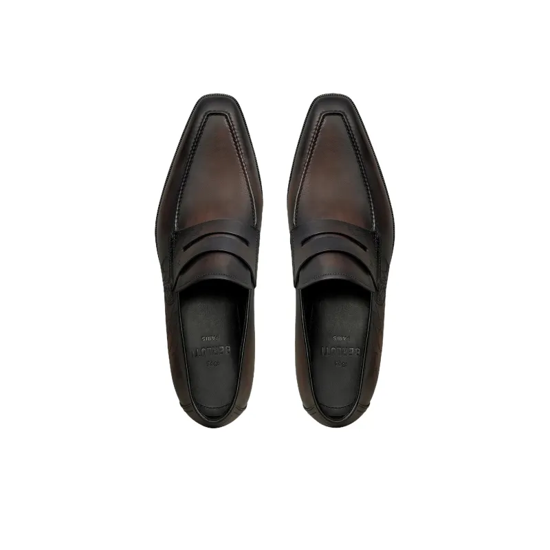 BERLUTI Andy Demesure Neo Scritto Loafers Men's Charcoal Brown-3