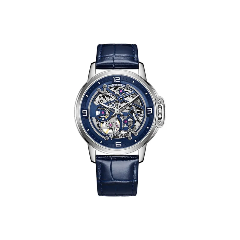 ROSSINI Medallion Collection Mechanical Movement Leather Strap Watch Men's Watches Black Dial-2