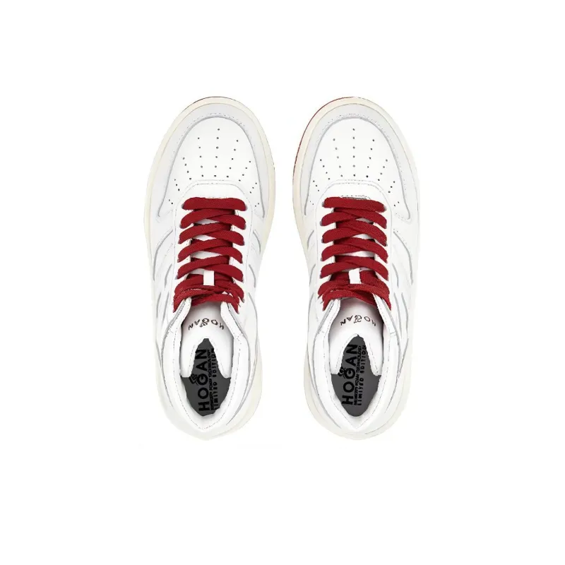 HOGAN H630 Stylish Skateboarding Shoes Women's White Red-4