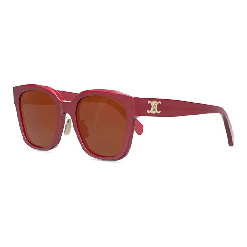 CELINE Metal Acetate Irregular Shape Sunglasses Unisex Red-0