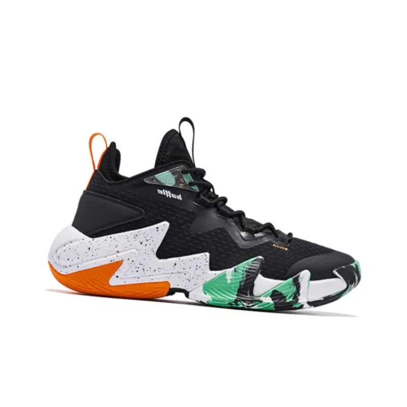 QIAODAN Broken Shadow 2.0 Cushioning Anti Slip And Wear Resistant Mid Top Basketball Shoes Men's Black Orange-1