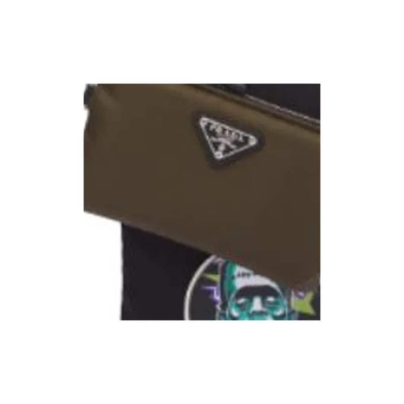 PRADA Recycled Nylon Coin Purse Men's Black & Olive Green-1