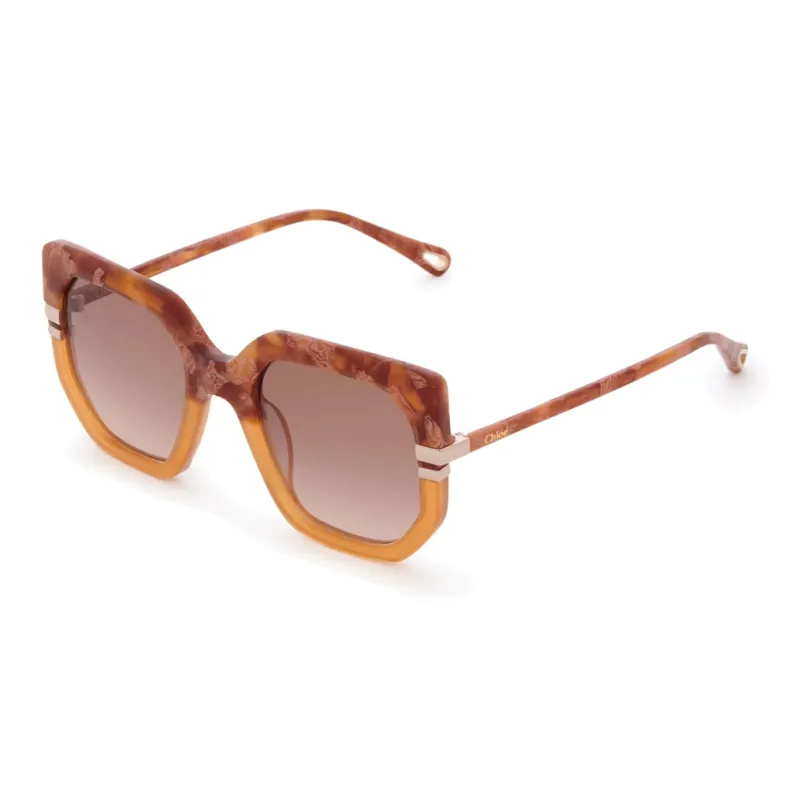 Chloe Acetate Bio Nylon Square Sunglasses Women's Gradient Brown-0