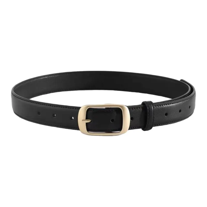 AUGTARLION Fashion Minimalist Style Durable Solid Color Metal Buckle Leather Belts Women's Black/Brown Width 2.8cm-1