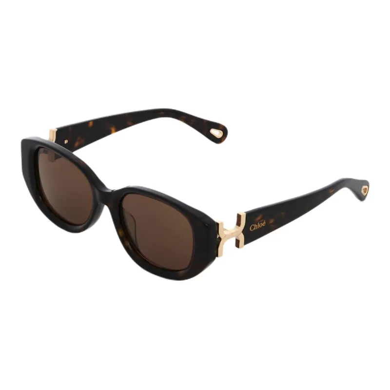 Chloe Acetate Bio Based Nylon Oval Sunglasses Women's Dark Tortoiseshell-0