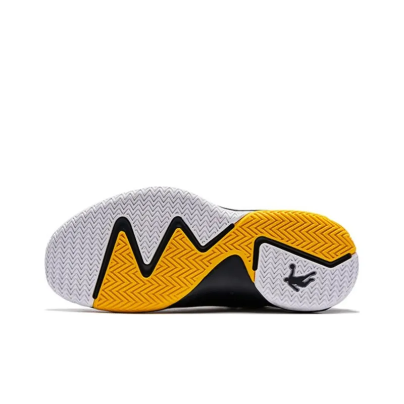 QIAODAN Cushioning Wear Resistant High Top Basketball Shoes Men's White Yellow-4