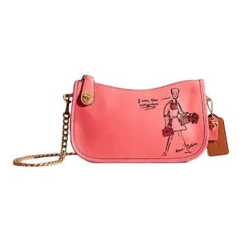 COACH Swinger Leather Handbag Shoulder Bag Women's Pink