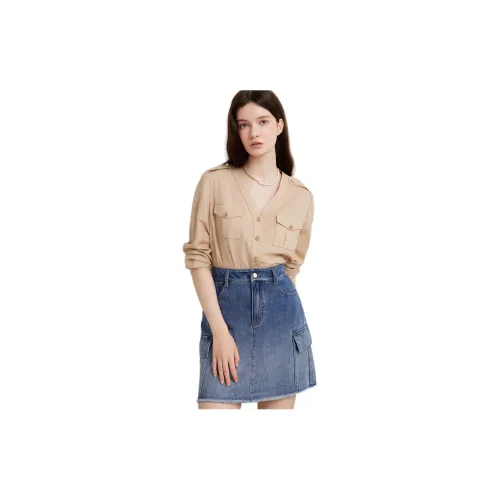 YINER GoodLand Denim Short Skirts Women's Vintage Blue