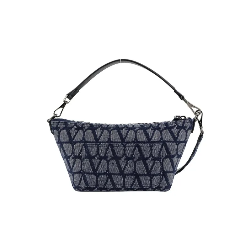 Valentino Cotton With Leather Portable Crossbody Bag, Shoulder Bag Men's Blue-2