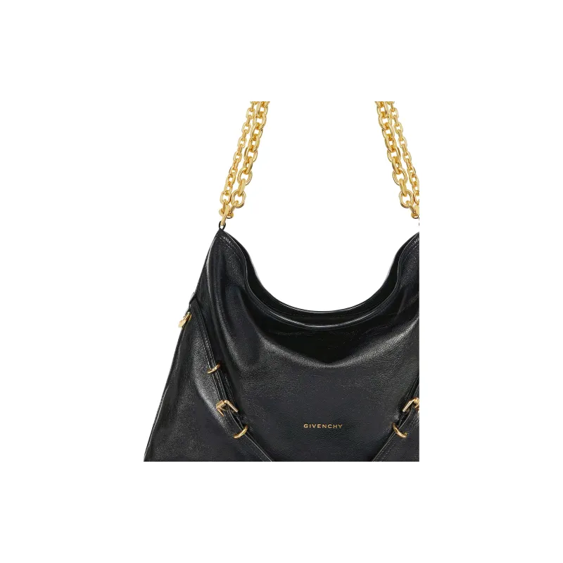 Givenchy Voyou Tanned Cow Leather Handbag Shoulder Bag Medium Size Women's Black-4