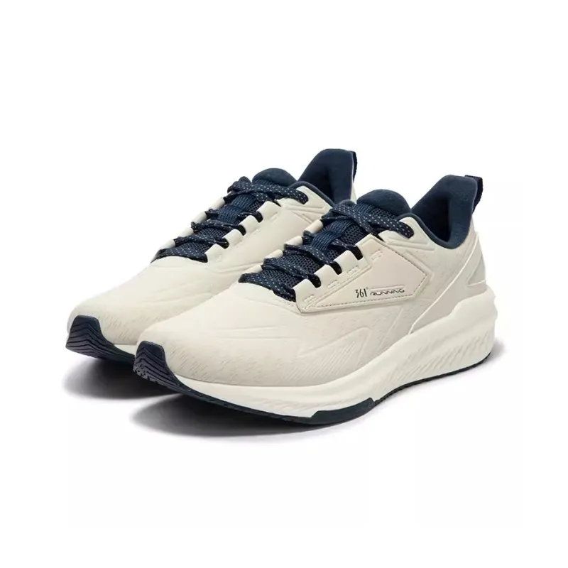 361° Cushioning Wear-Resistant Low-Top Running Shoes Men's Oat Cream Ink Blue-2