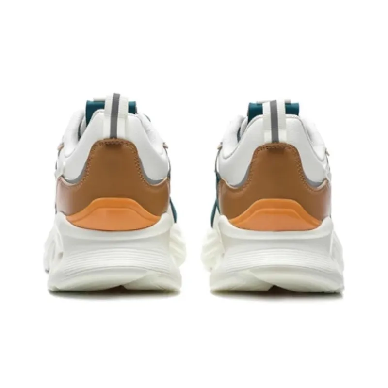 QIAODAN Anti Slip Wear Resistant Low Top Running Shoes Men's White Blue-3