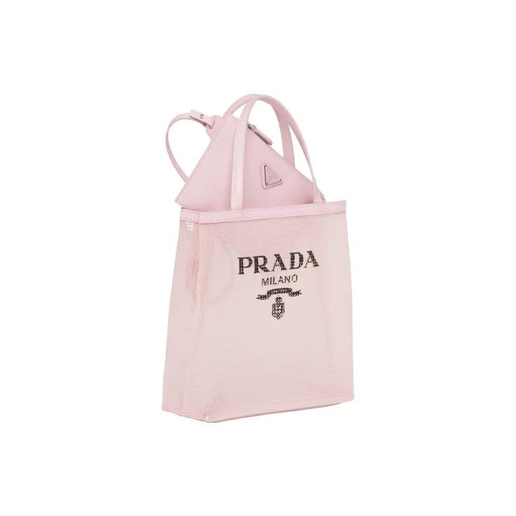 PRADA Leather Combo Bag Tote Bag Shopping Bag Handbag Small Size Women's Pink-3