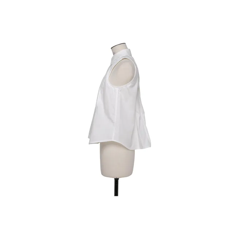 Sacai Pleated Flared Hem Sleeveless Shirt-2