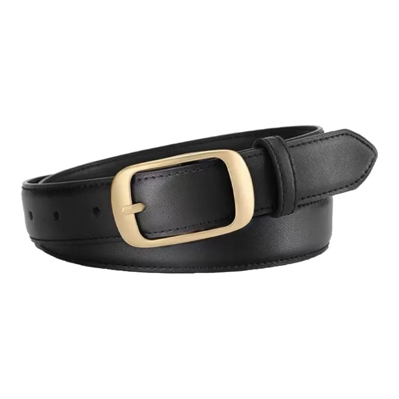 AUGTARLION Fashion Minimalist Style Durable Solid Color Metal Buckle Leather Belts Women's Black/Brown Width 2.8cm-0