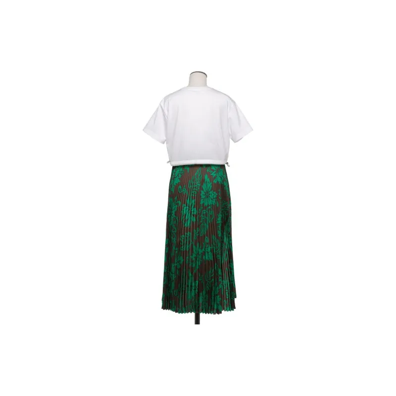 Sacai Floral print Pleated Maxi Dress-1