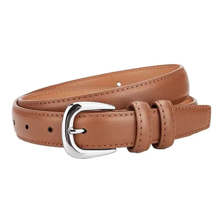 AUGTARLION Minimalist Style Dress Jeans Leather Belts Women's Black/Brown Width  2.4cm-2