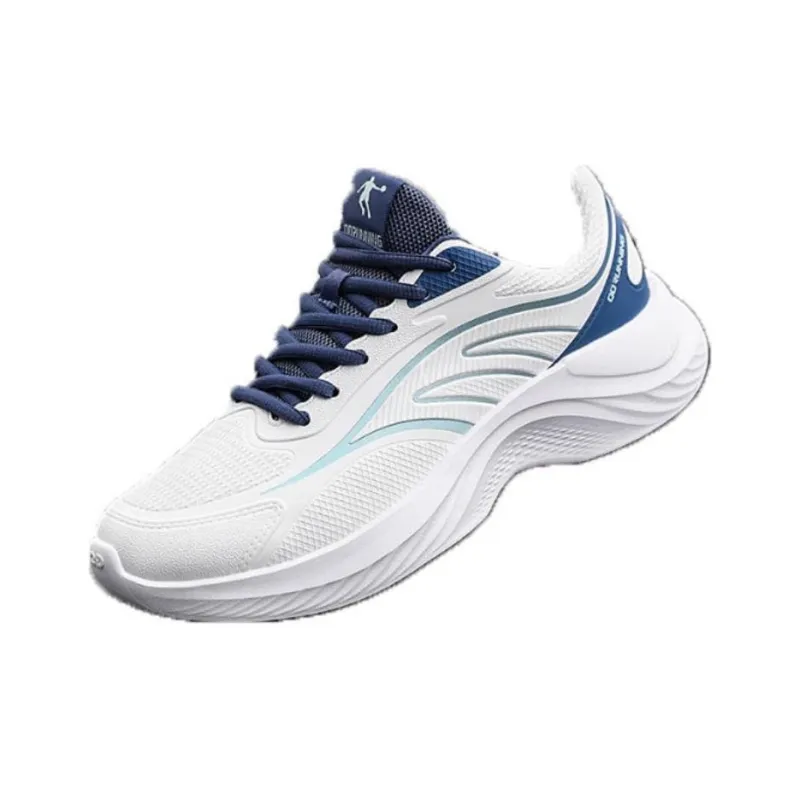 QIAODAN Slip Resistant Low Top Running Shoes Men's White Blue-1