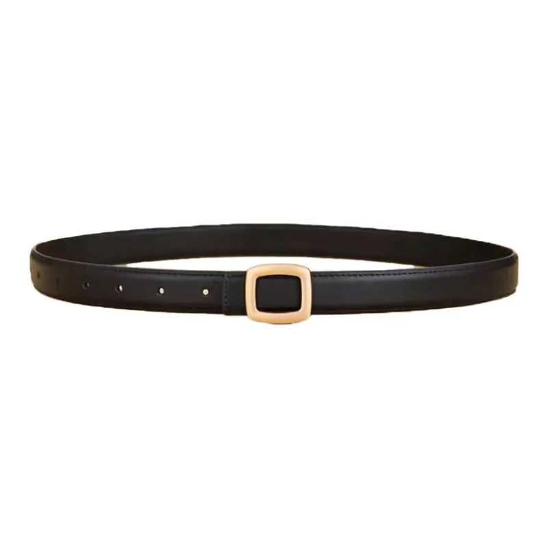 AUGTARLION Minimalist Style Convenient Square Buckle Elegance Slim Waist Leather Belts Women's Brown/Black Width 2.8cm-3
