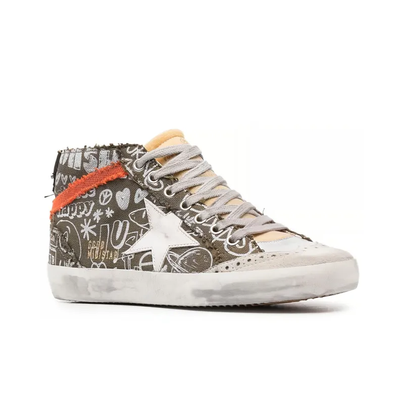 Golden Goose Mid Star Lettering Print High-top Sneakers-2