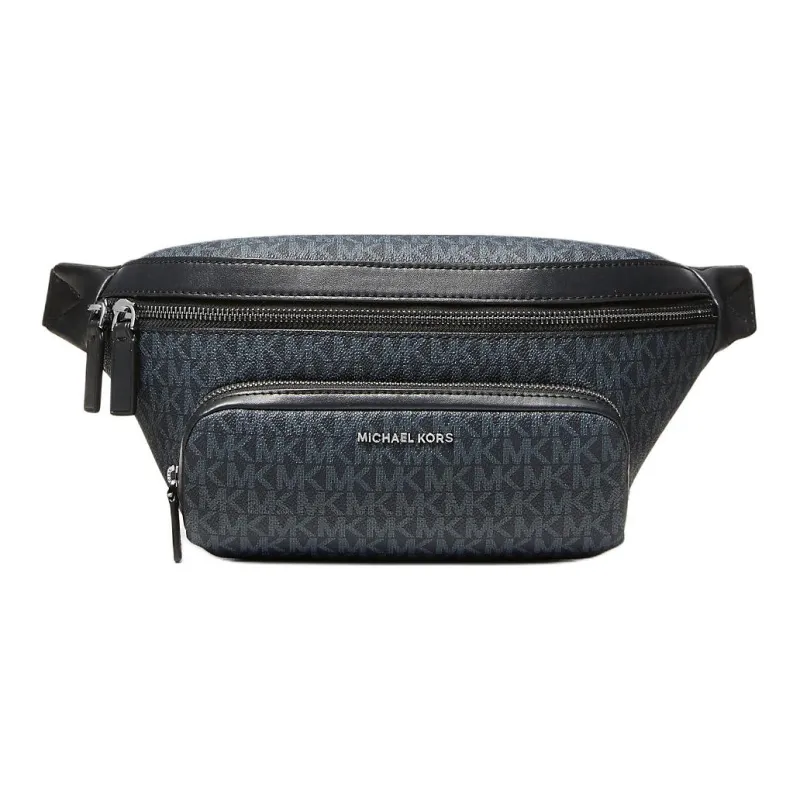 MICHAEL KORS MK Cooper Coated Canvas Fanny Pack Men's Marine Blue & Black-0