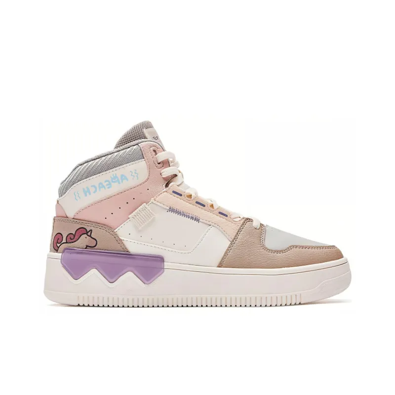 361° Durable Breathable High Top Skateboard Shoes Women's Feather White-1