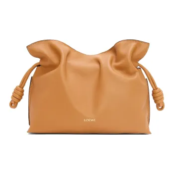 LOEWE Flamenco Napa Calf Leather Clutch Shoulder Bag Women's Desert