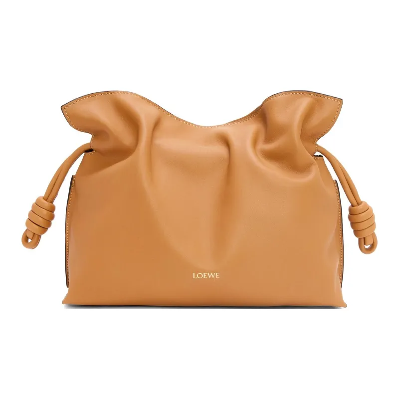 LOEWE Flamenco Napa Calf Leather Clutch Shoulder Bag Women's Desert-0