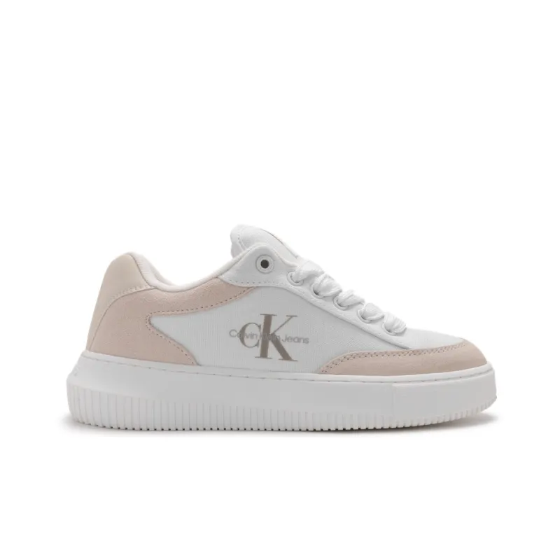 CALVIN KLEIN Low Top Skateboard Shoes Women's White Pink-1
