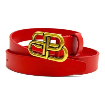 Balenciaga Leather Leather Belts Unisex Red Width: 2.5CM
