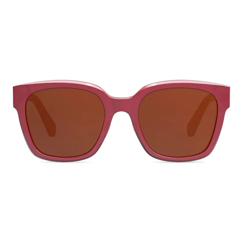 CELINE Metal Acetate Irregular Shape Sunglasses Unisex Red-6
