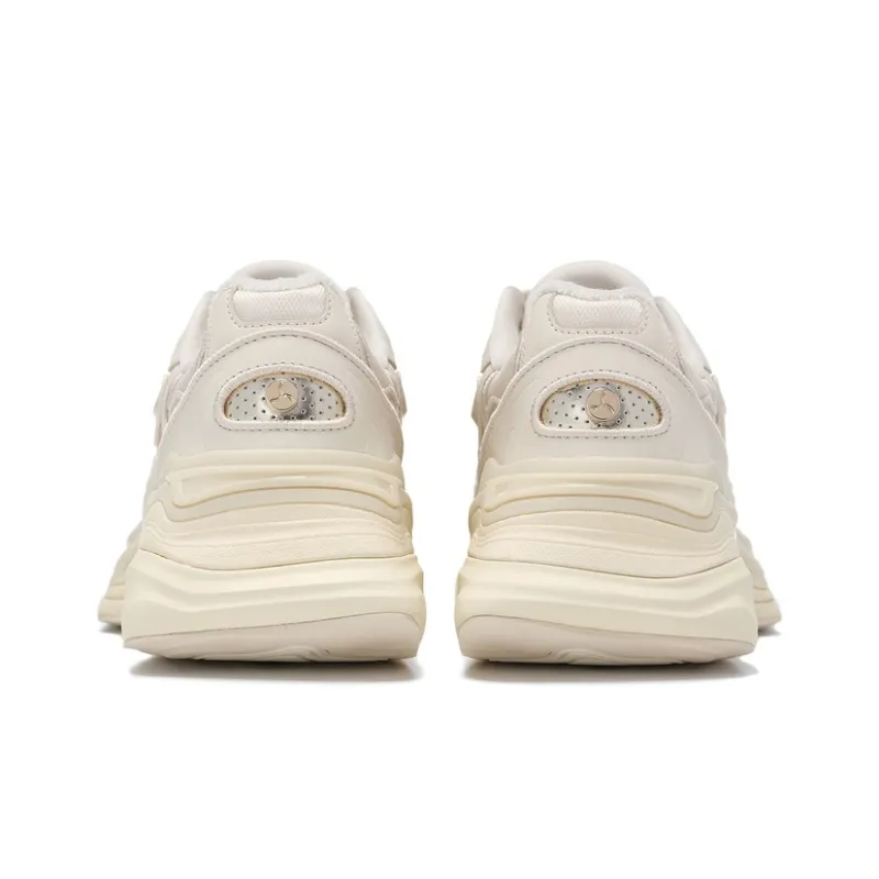 LI NING 1990 Lava 2 Cushioning Wear Resistant Low Top Casual Shoes Women's Beige Yellow-3