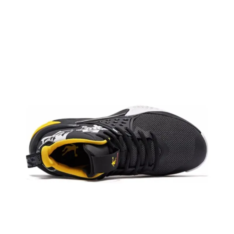 QIAODAN Cushioning Wear Resistant High Top Basketball Shoes Men's White Yellow-3