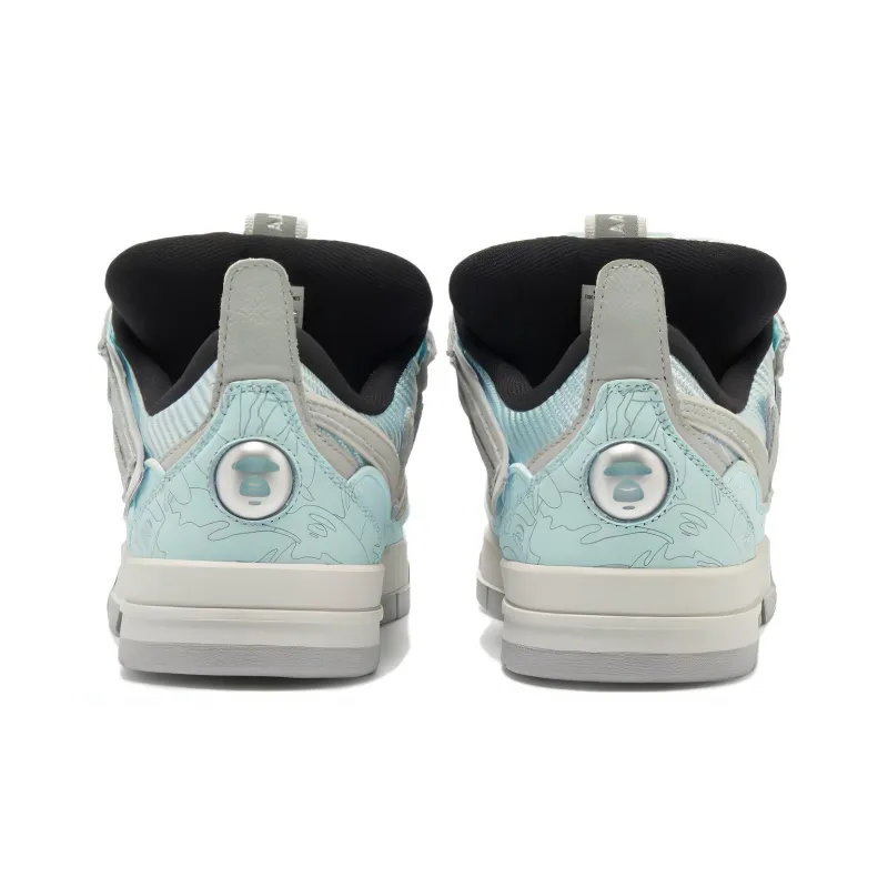 Aape x LiNing Wave Anti Slip Wear Resistant Low Top Skateboard Shoes Men's Gray Blue-4