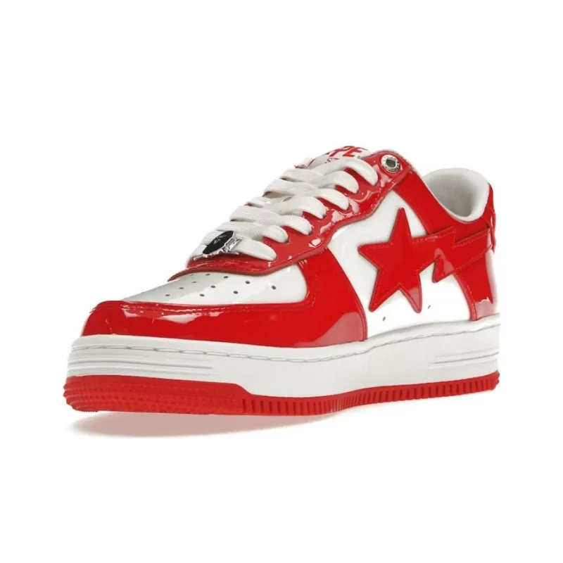 BAPE A BATHING APE Bape Sta Patent Leather White Red 2023-1