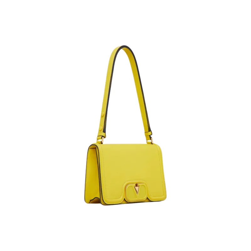 Valentino Vlogo Grained Calfskin Handbag Shoulder Bag Women's Cedar Yellow-1
