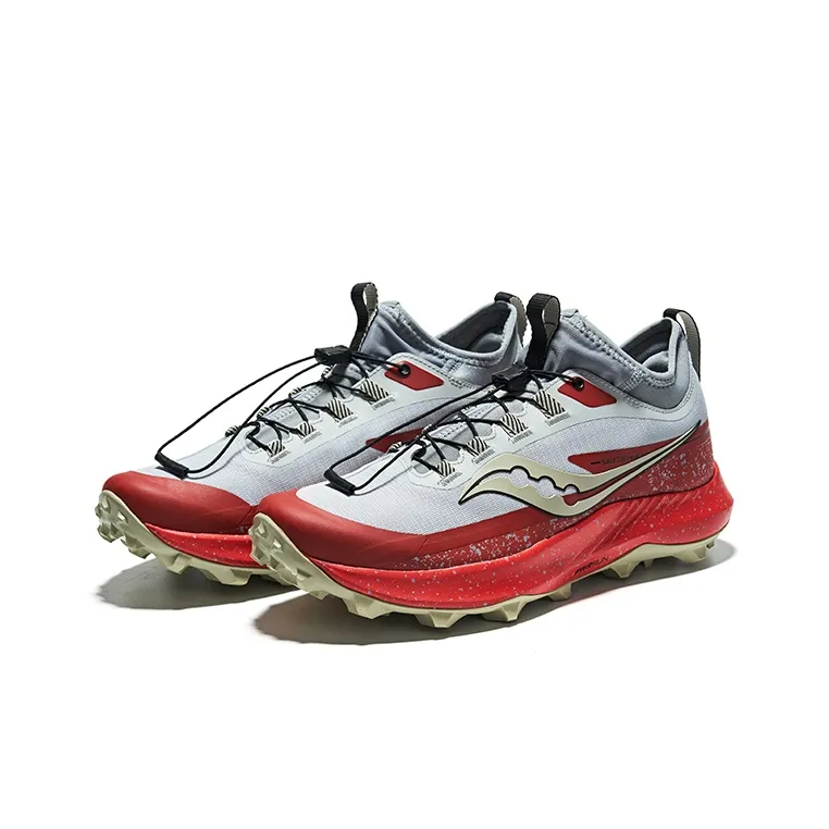Saucony PEREGRINE 13 ST Low Top Trail Running Running Shoes Men's Gray Red-2