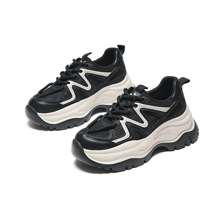 WOOS BOBO Cushioning, Breathable, Supportive, Lightweight, Height Increasing Low Top Chunky Sneakers Women's-6