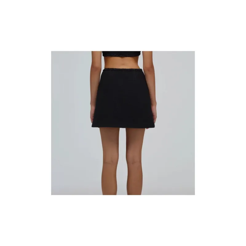 Self portrait SS22 Denim Short Skirts Women's Black-4