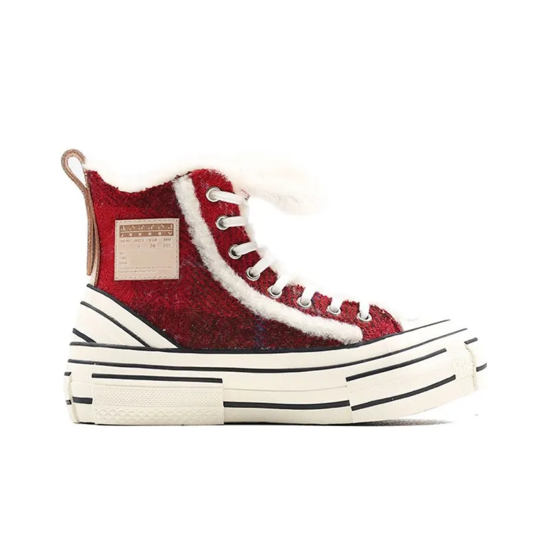 VESSEL G.O.P. Winter Highs Cherry Red Non slip Lightweight High Top Skateboard Shoes Women's Red White-1