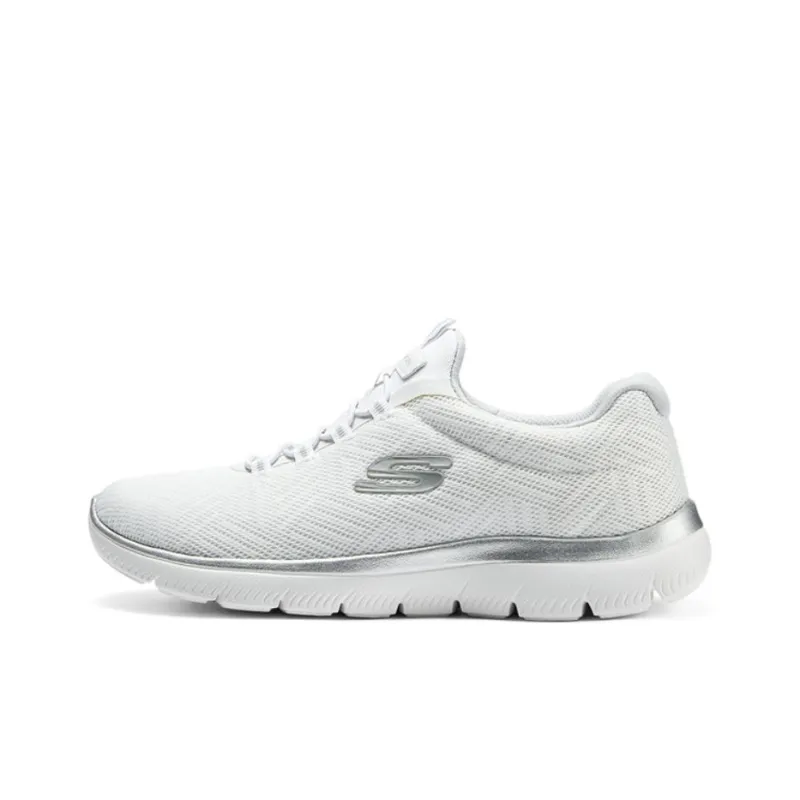Skechers Cushioning Low Top Running Shoes Women's White Silver-0