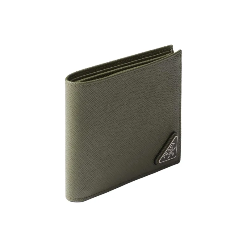 PRADA Saffiano Leather Wallet Men's Dark Olive Green-1
