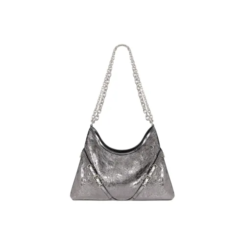 Givenchy Voyou Layered Sheepskin Handbag Shoulder Bag Medium Size Women's Silver & Gray