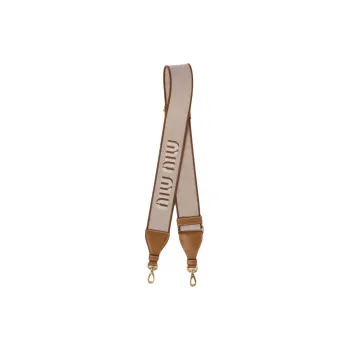 MIU MIU Fabric With Leather Bag Strap Women's Caramel