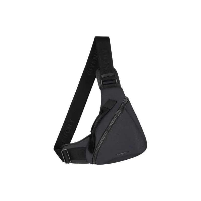GIVENCHY G Zip Fabric Triangle Bag, One Shoulder Crossbody, Fanny Pack Trumpets Men's Black-0