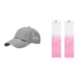 Gray Hats & Caps+White/Pink Cooling Arm Sleeves