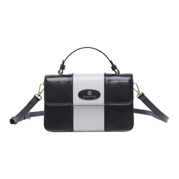 AUGTARLION PU Artificial Leather Bonded Small Square Bag Shoulder Bag Crossbody Bag Women's Black & White